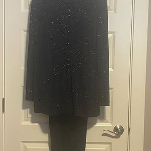Holliday wear!  Two piece tunic and satin pants. Midnight blue.